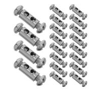 OSOLADY 50pcs Cable Wire Rope Clips, Mini Screw Gripper Locks for 1-2 mm Plastic-Coated Cord, Nickel-Plated Steel Rope End Clamp for DIY Picture/Light Hanging