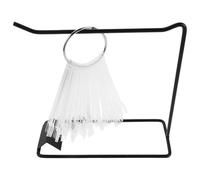 OSOLADY 50pcs Nail Art Practice Display Sticks Set Black Iron Fan-shaped Holder Round- False Nail Tips Manicure Training