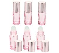 OSOLADY 5ml Pink Glass Roller Bottles 6pcs Refillable Essential Oil Containers Roller Ball for Perfume and Aromatherapy