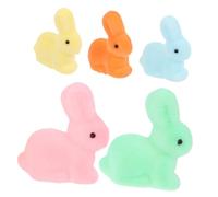 OSOLADY 5pcs Charming Mini Flocked Easter Rabbits Cute Bunny Figurines Pastel Colors for Spring Decor Easter Table Decorations and