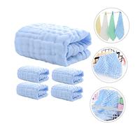 OSOLADY 5pcs Cotton Muslin Washcloths Blue Soft Burping Cloth Towels for Newborns Absorbent Saliva Drool Towels for Care
