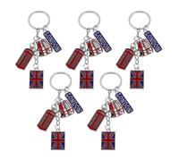 OSOLADY 5pcs England Souvenir Keychain: British Uk Flag Telephone Booth Charms Bus Keyring - Backpack Pendant For Travel Lovers Party Favors Keepsake