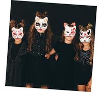 OSOLADY 5Pcs Hand Painted Cat Masks DIY Blank Paper Masks for Cosplay Costume Parties Versatile Craft Blanks for Adults for Creative Fun Role Playing Activities