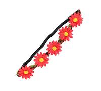 OSOLADY 5pcs Hawaiian Sunflower Headband Floral Wreath Hair Accessories for Tropical Beach Theme Parties Bohemian Style Flower Hair Garlands Red Color