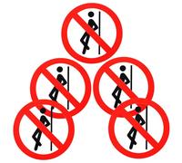 OSOLADY 5pcs Safety No Leaning Decals Warning Decals Pvc Adhesive round Bright Colour Peel and Stick Stickers for Construction Sites