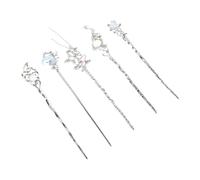 OSOLADY 5pcs Silver Star and Moon Shaped Hair Pins for Women, Alloy and Moonstone Material, Decorative Shimmering Star Accents, for Bridal Hair Accessory Collections and Formal Events