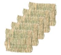 OSOLADY 5pcs Small Natural Straw Mat for Rabbits Guinea Pigs Bunny Woven Grass Bed Mat Four Seasons Warm Bedding Nesting for Small Animal Cages