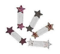 OSOLADY 5pcs Star Hair Comb Clips for Women Side Hair Combs for Bangs Holder Multi-color Including Purple Yellow Silver Black