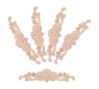 OSOLADY 5pcs Wood Carving Applique Rose Flower Decals Classic European Style Simple Adhesion Lifelike Rose Patterns for Home Interiors and Furniture Decoration