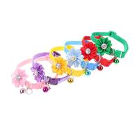 OSOLADY 6pcs Adjustable Pet Collars with Flower Design and Bell Decorative Lightweight Neck Chains for Cats and Dogs Comfortable Collars for Parties and Daily Wear