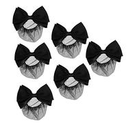 OSOLADY 6Pcs Bow Bun Hair Net for Women Elegant Black Hair Cover Accessory for Dancers Stewardesses and Professionals for Messy Buns and Formal Occasions