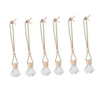 OSOLADY 6pcs Car Hanging Perfume Bottle Empty Air Freshener Bottles Wooden Interior Decor for Auto