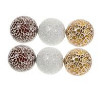 OSOLADY 6pcs Glass Sphere Decoration Mosaic Orbs Glass Balls for Table Centerpieces Home Decor Dining Wedding Bowls 6cm Gold Dark Khaki White