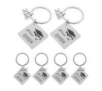 OSOLADY 6pcs Graduation Cap Keychains, Stainless Steel Keyring for Graduation Celebration , Senior Students Presents and Grad Party Favors