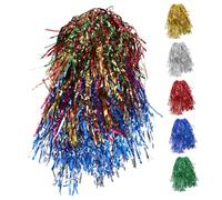 OSOLADY 6Pcs Shiny Cosplay Wigs Foil Tinsel Fake Hair for Costume Parties Halloween Masquerade Prom Carnival with Vibrant Red Green Blue Gold Silver