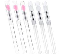 OSOLADY 6Pcs Silicone Lip Brush with Dustproof Caps Portable Makeup Applicators for Lipstick and Liquid Cosmetics Skin Friendly Soft Transparent Pink Heads for Even Lip Color Application