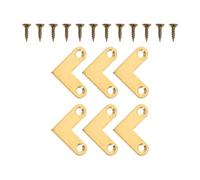 OSOLADY 6pcs Thickened Pure Brass 90° Flat Corner Brackets for Furniture Connectors, Right Angle Bracket Joints with Bright Copper Finish, Suitable for Frame and Shelf Support in DIY