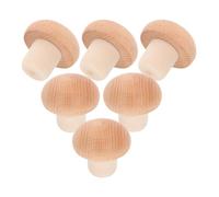 OSOLADY 6pcs Wooden Mushroom Wine Bottle Stoppers Set, Cork Wine Bottle Plugs Bulk, Reusable Tapered Cork Sealing Caps for Home Kitchen and Bar