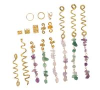 OSOLADY 80pcs Natural Stone Hair for Dreadlocks Metal Braiding Rings with Ethnic Design Use Hair Jewelry for Braids Women Festival and Party Accessories