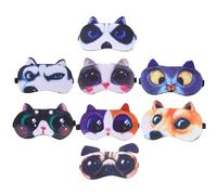 OSOLADY 8pcs Animal Eye Masks for Featuring Cute Cat and Dog Designs, Made of Comfortable Velour and Short Plush, Adjustable for Nap, Hotels, and Party Use