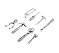 OSOLADY 8pcs Earring Parts 3d Construction Charm Alloy Silver Wrench Charm for DIY Bracelet, Handmade Crafts, Birthdays