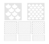 OSOLADY 8pcs Fish Scale Stencil, Reusable Face Painting Stencils, 8 Size Fish Scales Animal Print Templates Kit for Makeup Paintings Crafts Wall Furniture