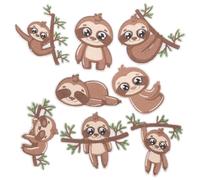 OSOLADY 8pcs Sloth Embroidered Patches Sew-on and Iron-on Cloth Accessories for Bags and Backpacks, Cute Cartoon Decorative Patches to Reinforce and Mend Clothing