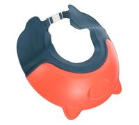 OSOLADY Adjustable Waterproof Baby Shower Hat with Back-Flow Prevention, Ear Protection Hair Washing Cap for Toddlers, Red and Blue Bathing Supply for Home and Travel