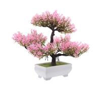 OSOLADY Artificial Bonsai Tree Plants Small Tree Pot in Pink, Realistic Fake Pine for Home Decoration and Study Desk, Low Maintenance Plastic