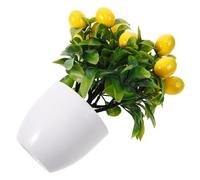 OSOLADY Artificial Lemon Tree Potted Plant with Realistic Bonsai for Home Office Decor Small Desktop Fake Plant Ornament Low Maintenance 9.06X7.48X6.69In