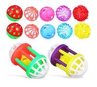 OSOLADY Bird Rotate 12 Pcs Plastic Balls for Budgies and Parrots with Beak Health Benefits for Birdcage Decoration and Playthings