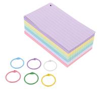 OSOLADY Blank Flashcards with Holes and Metal Rings Lined Index Cards for Creative Study and Office Use