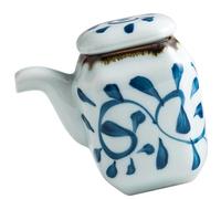 OSOLADY Blue Ceramic Multi-function Soy Sauce Dispenser Reusable Stylish Oil Pour Bottle Prevents Contamination Unique Design for Kitchen Use