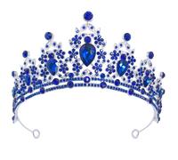OSOLADY Blue Rhinestone Bridal Tiara Headband Lightweight and Portable Zinc Alloy Wedding Crown for Bride Suitable for Events and Thanksgiving