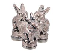 OSOLADY Bronzed Animal Hinge Head Door Decoration Set, Magnetic Vintage Style Rabbit Sculptures, 3pcs Home Décor Accent for Door Hinges and Cabinets