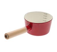 OSOLADY Ceramic Milk Pan Enamel Pot with Nonstick Coating, 1000ml Capacity Small Sauce Pan Featuring One-Handed Operation and Long Wooden Handle, for Making Hot Soup and Heating Milk