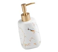 OSOLADY Ceramic Soap Dispenser with Pump Refillable Bathroom Soap Dispenser White Marble Pattern Glossy Finish Portable Liquid Holder
