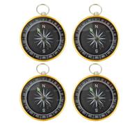 OSOLADY Creative Gold Aluminum Alloy Mini Compass Keychain 4pcs, Vintage Pocket Compass Outdoor Accessory for Camping, Backpacking, Survival and Navigation