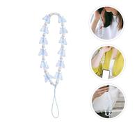 OSOLADY Crystal Butterfly Phone Lanyard Blue Decorative Pearl Pendant Chain for Fall Mobile Accessory Easy to Attach and Detach Stylish Beaded Charm Wrist Strap