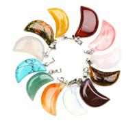OSOLADY Crystal Necklace Pendants Simple but Stylish Jewellery 10 Pcs Natural Agate Moon Shaped with Fine Workmanship, DIY Material for Scrapbooking Project and Keychain