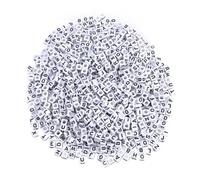 OSOLADY Cube Alphabet Letter Beads 6mm 500 Pieces White Acrylic for Jewelry Making, Suitable for DIY Bracelets and Key Chains, for Educational Arts and Craft Use