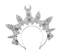 OSOLADY Decorative Metal Hair Hoop Headband with Black Rhinestone Crown Baroque Style Multi-function Party Hairband for Women Festival Hair Accessory
