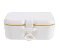 OSOLADY Denture Bath Box Cup: Denture Cup with Mirror and Brush - Portable Retainer Case for Travel - Night Mouth Guard Holder Soak Container
