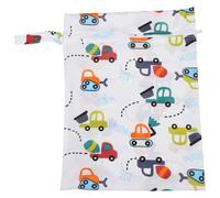 OSOLADY Diaper Pouch Large Capacity Reusable Nappy Bag with Single Zipper Cartoon Car Pattern Portable Wet Dry Storage for Outdoor Use