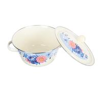 OSOLADY Double Handle Enamels Basin with Lid Burr-Free Safe to Use Retro Style Dumpling Filling Basin for Food Storage and Holding Dumpling Stuffing Random Style