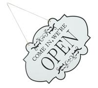 OSOLADY Double Sided Door Sign Open Closed Business Sign White Wood Retro Style High Visibility for Hotel Restaurant