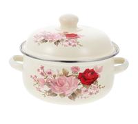 OSOLADY Enamel Lidded Soup Pot Pink Non-Stick Saucepan with Double Handles Fast Heating Energy Saving Stew Pot for Cooking Soup Porridge Noodles Safe Anti-Scald Kitchen Cookware