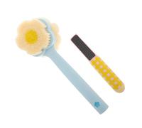 OSOLADY Exfoliating Back Scrubber with Long Handle and Foot File Double Sided Bath Brush for Deep Cleaning Hard to Reach Areas Ergonomic Design for Women and Men