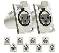 OSOLADY Female Microphone Mount Chassis Panel Metal Connector Adapter with Welding Wire Type 10pcs 3-pin in Silver Zinc Alloy, Easy to Carry for Entertainment Systems and Musical