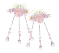 OSOLADY Flower Hair Clips with Tassels Chinese Style Hair Accessories for Girls Sweet Floral Design Comfortable Alloy and Resin Material for Every Occasion